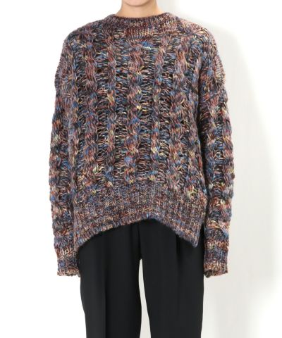 mame Multi Color Cable Knit Pullover